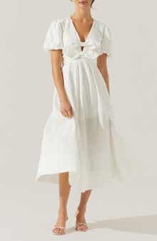 ASTR the Label Citrine Bow Linen & Cotton Midi Dress