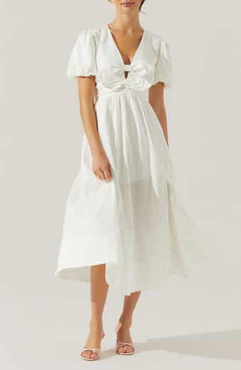 ASTR the Label Citrine Bow Linen & Cotton Midi Dress