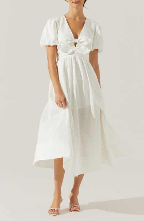 ASTR the Label Citrine Bow Linen & Cotton Midi Dress