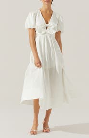 ASTR the Label Citrine Bow Linen & Cotton Midi Dress