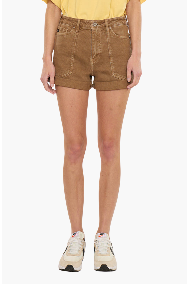 Clara High Rise Mom Shorts, Main, color, Mocha