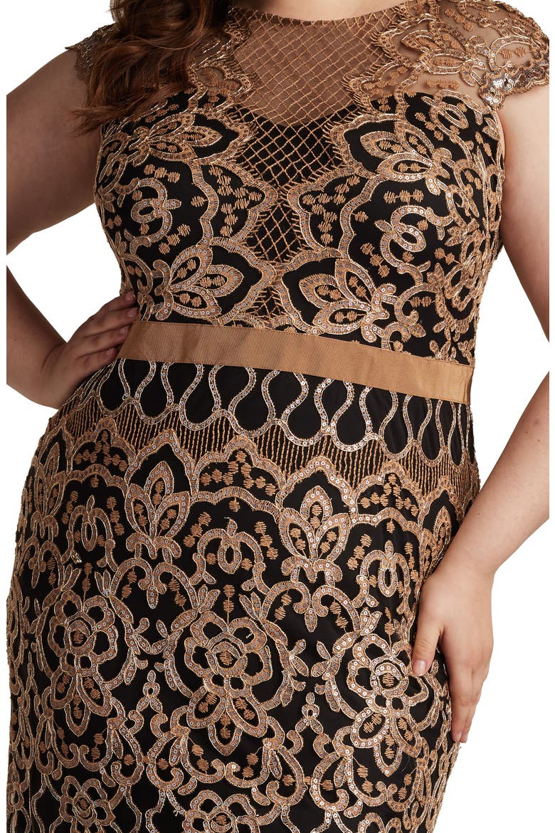 Sequin Cap Sleeve Lace Dress, Alternate, color, COPPER SHADOW/ B
