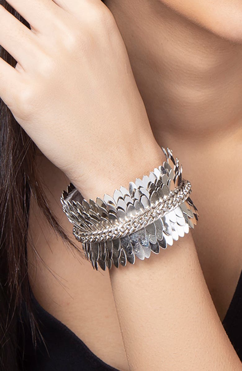 Deepa Gurnani Gigi Cuff Bracelet, Alternate, color, Silver Tone