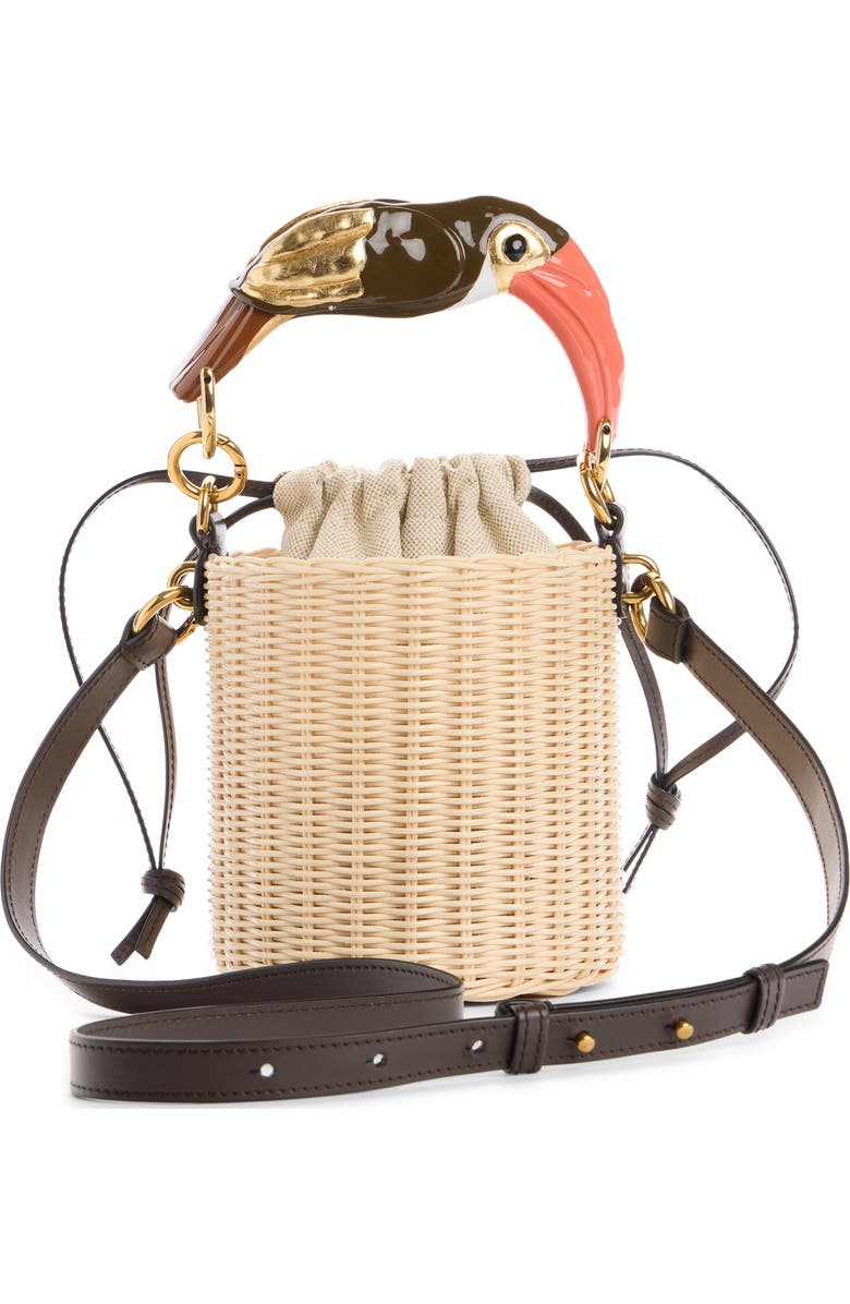 Chloé Tropicus Wicker Bucket Bag, Alternate, color, Hot Sand