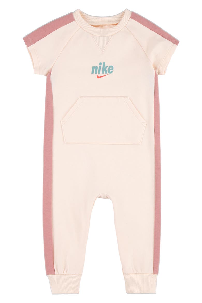 Logo Short Sleeve Romper, Main, color, GUAVA ICE