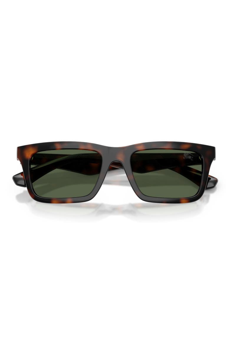 53mm Polarized Rectangular Sunglasses, Alternate, color, DARK HAVANA / DARK GREEN POLAR