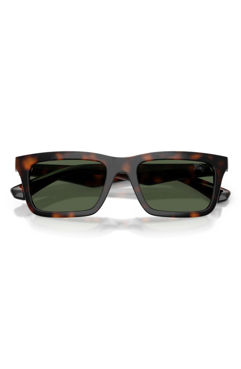 Burberry 53mm Polarized Rectangular Sunglasses, Alternate, color, Dark Havana / Dark Green Polar