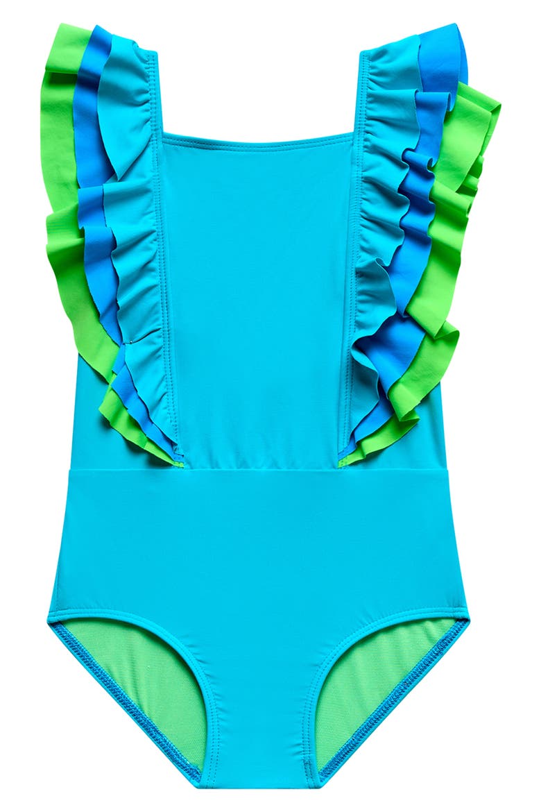 Kids' Ruffle One-Piece Swimsuit, Main, color, POOL PARTY