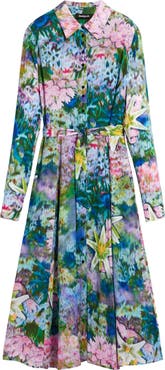 Desigual Abstract Floral Print Long Sleeve Shirtdress