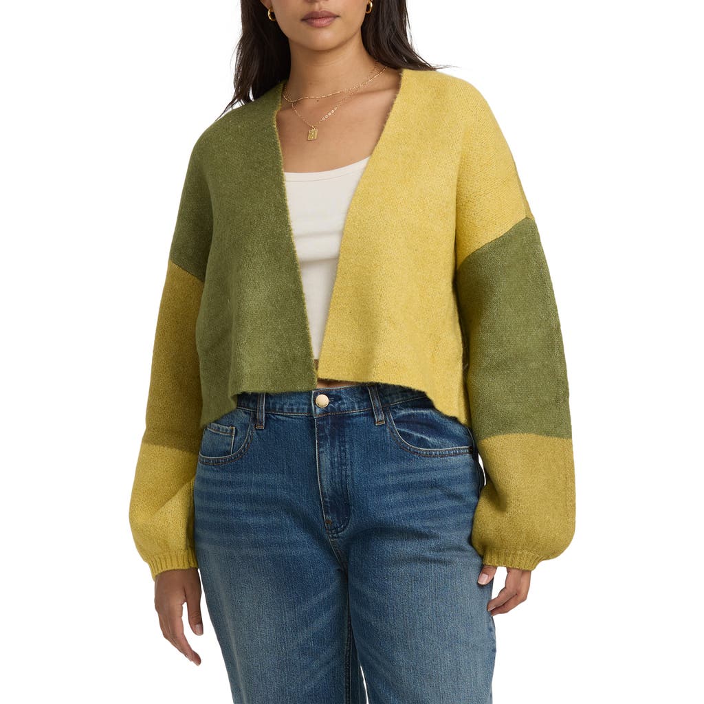Billabong Block Out Colorblock Jacquard Cardigan In Green