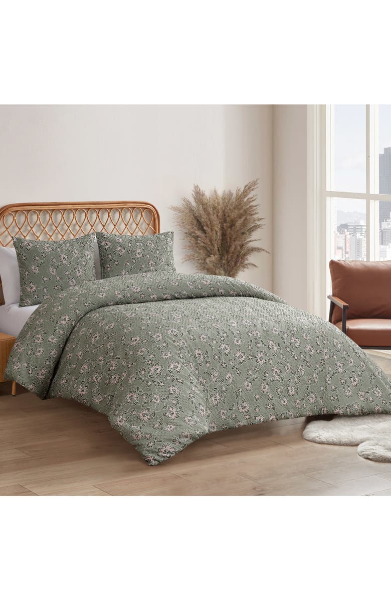 Jessica Simpson Botani Duvet Set, Alternate, color, Sage Green