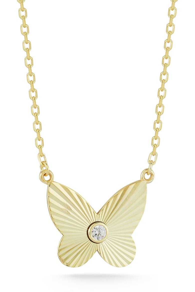 Butterfly Pendant Necklace, Main, color, GOLD
