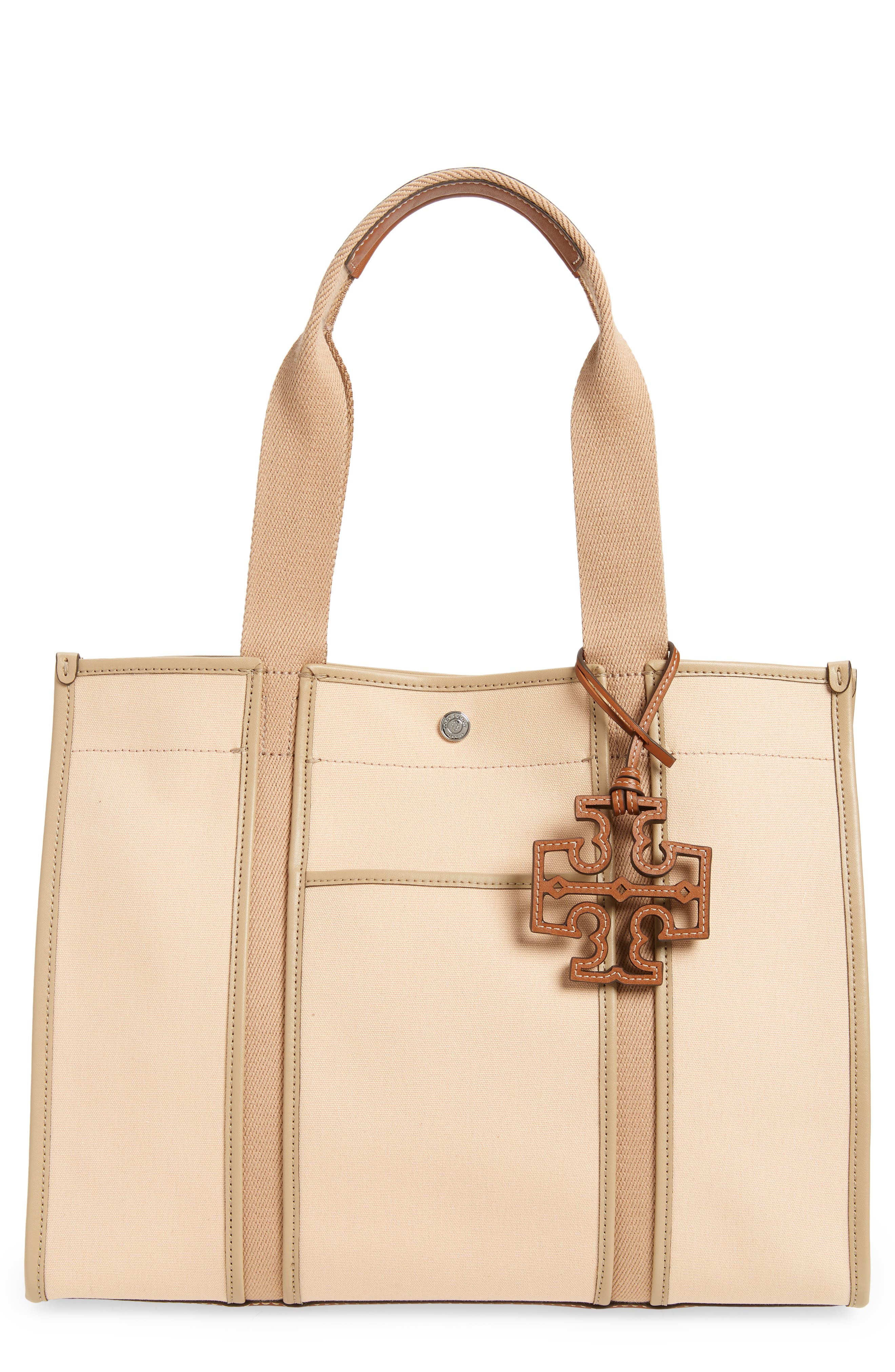 Tory Twill Tote, Main, color, COY PINK