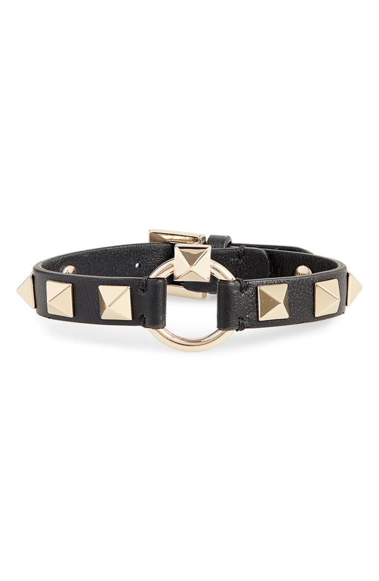 Valentino Garavani Valentino Rockstud Leather Bracelet, Main, color,