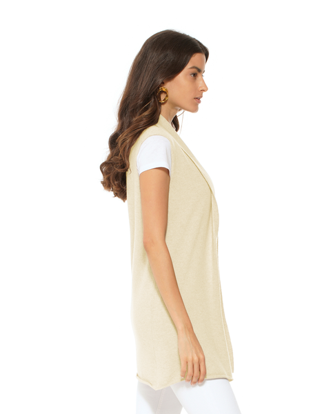 Pure Cashmere Sleeveless Long Open Front Cardigan