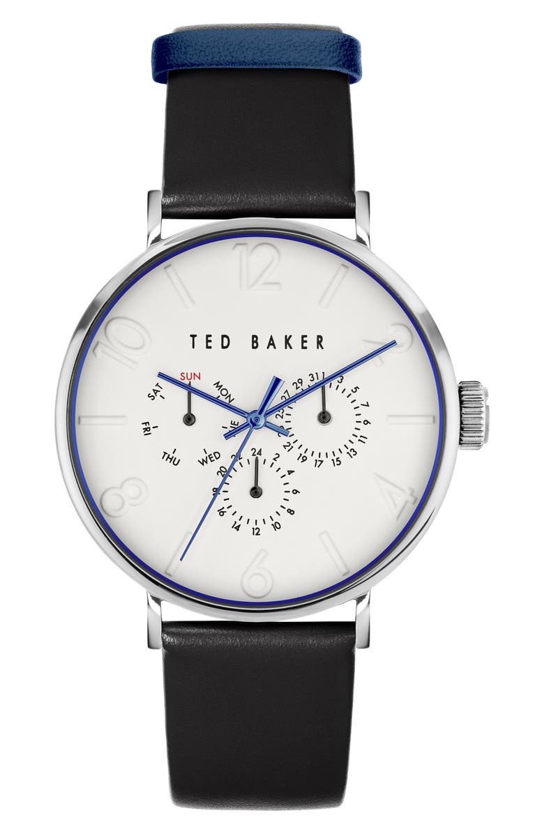 Ted Baker London Phylipa Gents Leather Strap Watch, 41mm, Main, color, 