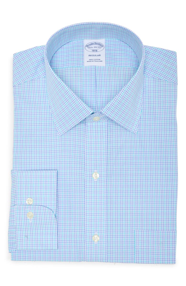 Brooks Brothers Regular Fit Check Non-Iron Dress Shirt, Alternate, color,