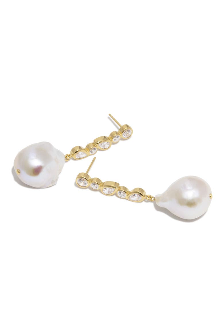 Pitter-Patter Freshwater Pearl Drop Earrings, Alternate, color, 18CT GOLD PLATED