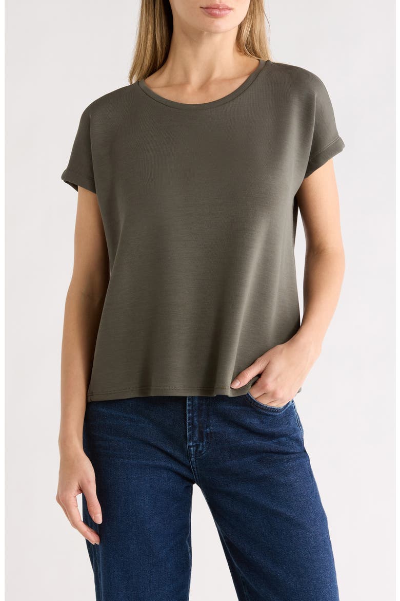 Extended Shoulder Crewneck Scuba Knit T-Shirt, Main, color, CYPRESS OLIVE