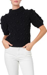English Factory Pompom Puff Sleeve Sweater