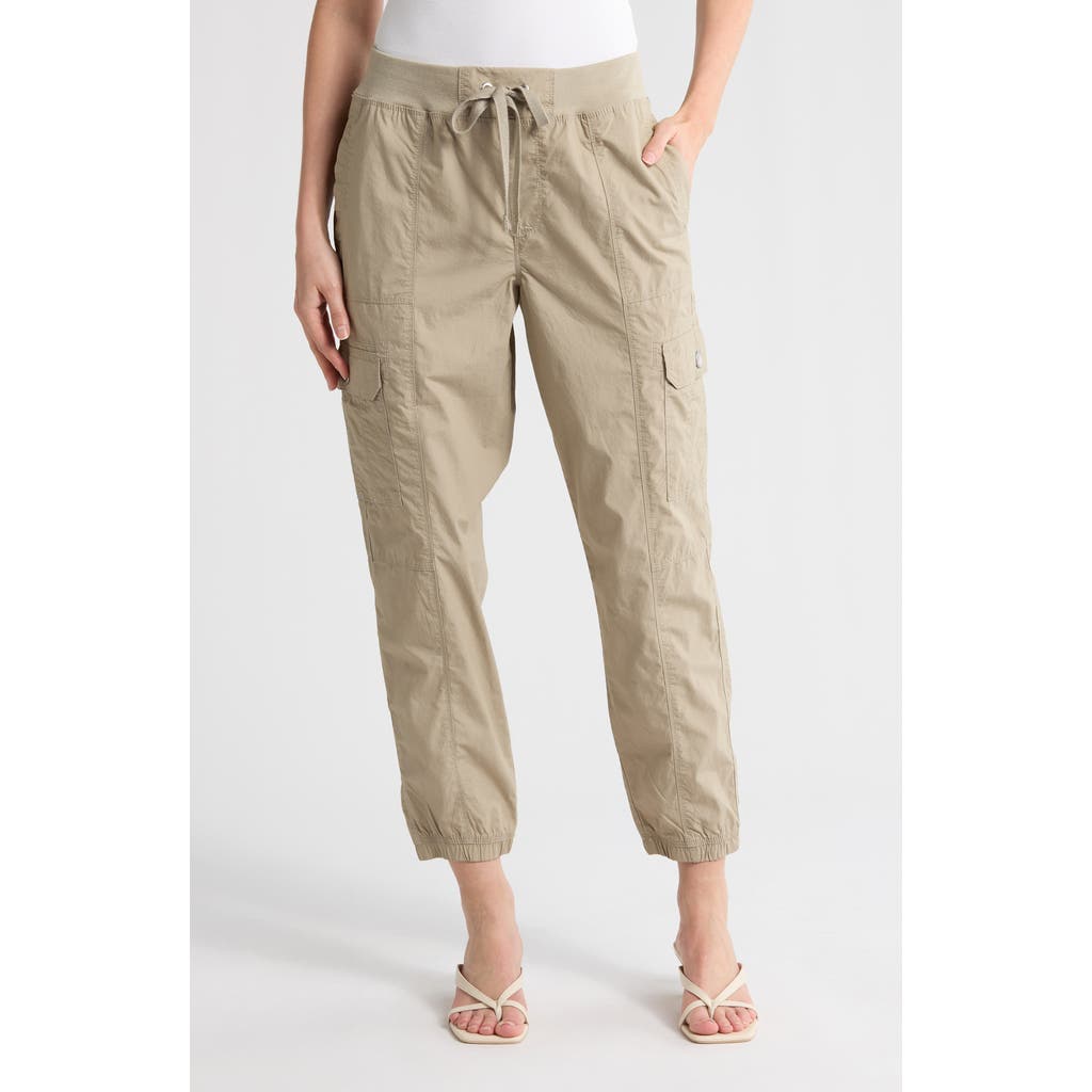 Dkny Ribbed Drawstring Waist Cargo Joggers In Vintage Khaki