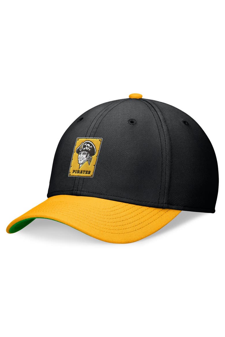 Men's Nike Black/Gold Pittsburgh Pirates Cooperstown Collection Rewind Swooshflex Performance Hat, Main, color, Black