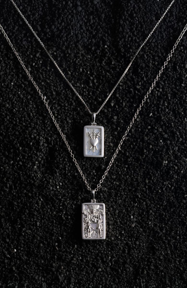 Awe Inspired Three of Swords Moonstone Pendant Necklace, Alternate, color, 925 Sterling Silver