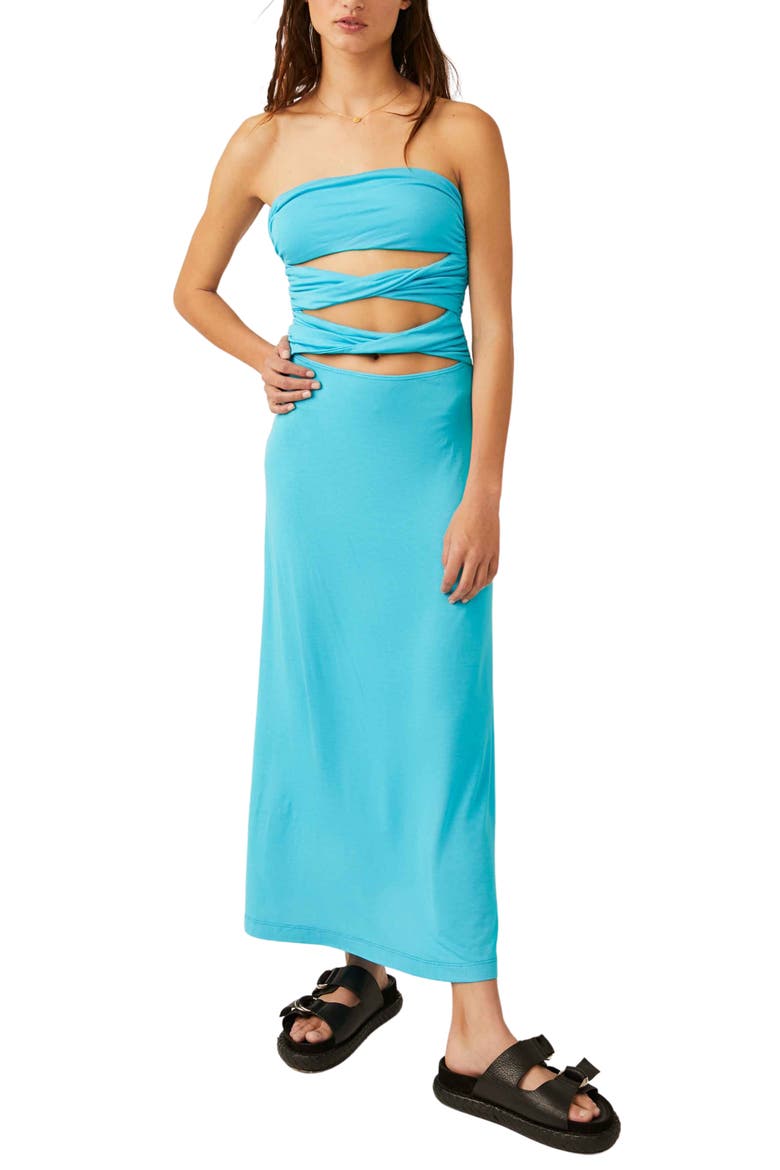 free-est Embrace Strapless Convertible Maxi Dress, Main, color, SCUBA BLUE