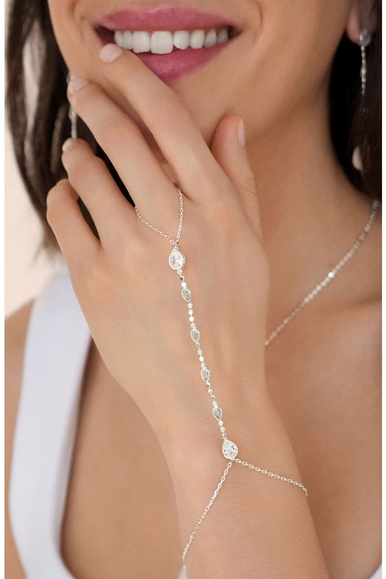 Aphrodite Cubic Zirconia Hand Chain, Alternate, color, SILVER