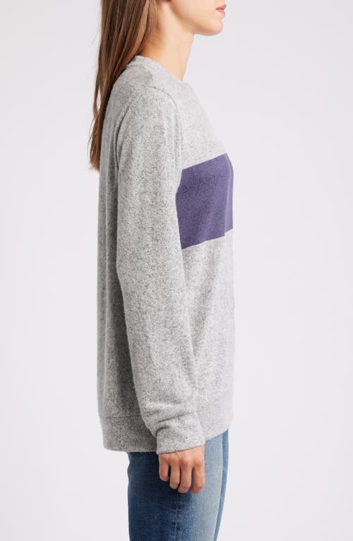 Loveappella Colorblock Long Sleeve Brushed Jersey Top In Gray