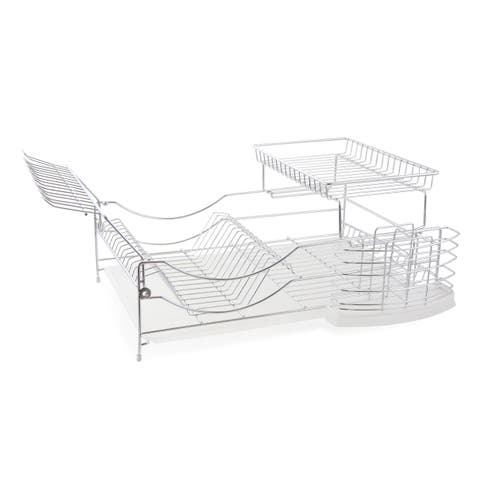 22-inch 2 Tiered Dish Rack with Utensil Caddy
