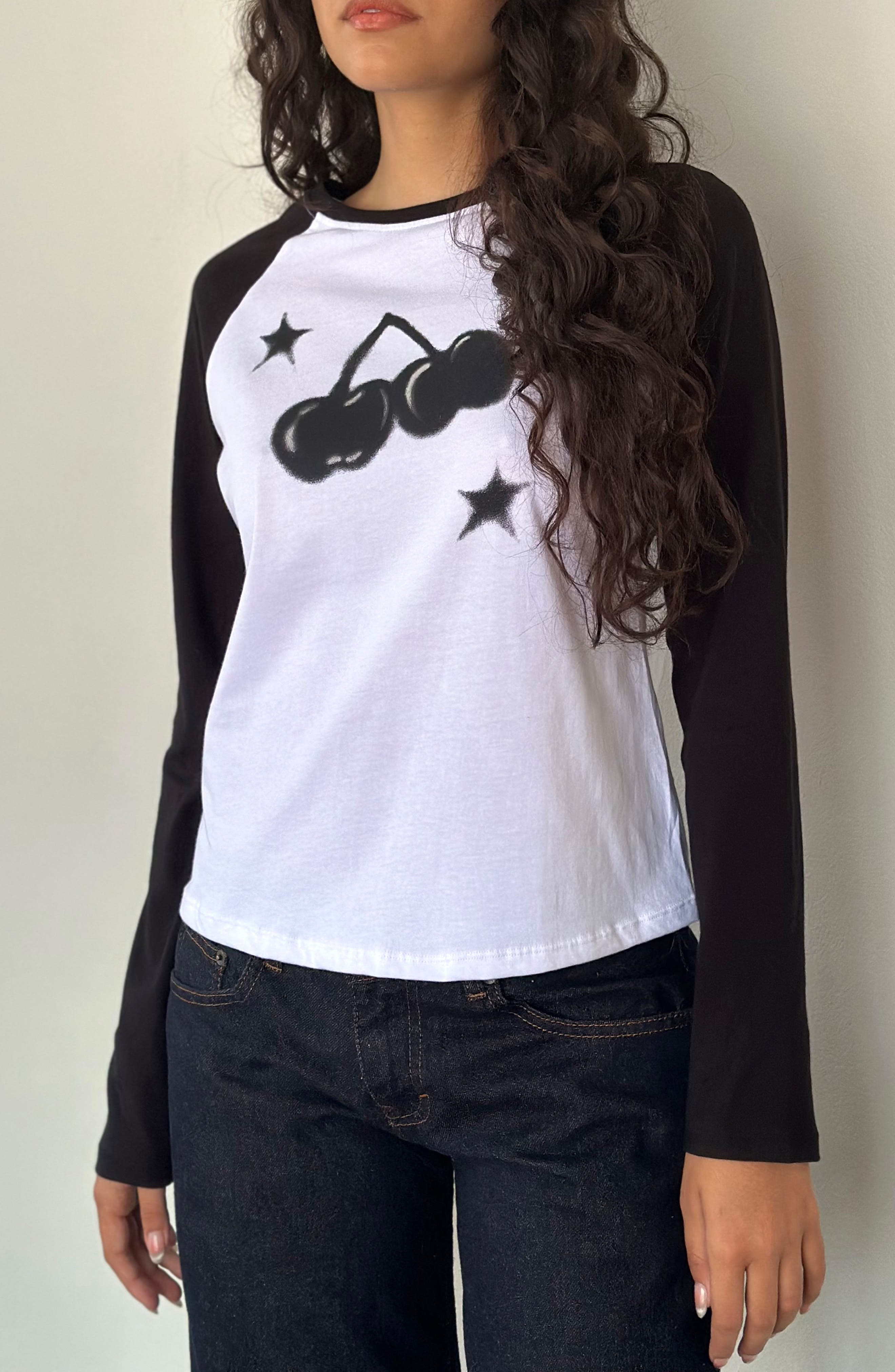 Motel Kyiato Black Cherry Cotton Graphic T-Shirt