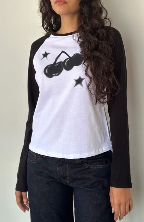 Kyiato Black Cherry Cotton Graphic T-Shirt