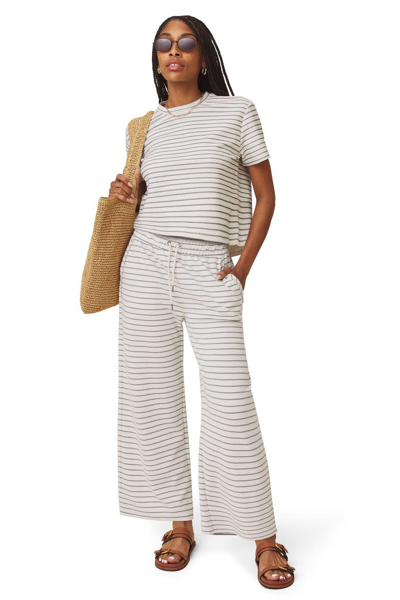 Kennedy Stripe Sweatshirt, Alternate, color, PALE OAK WHITE/ GREEN