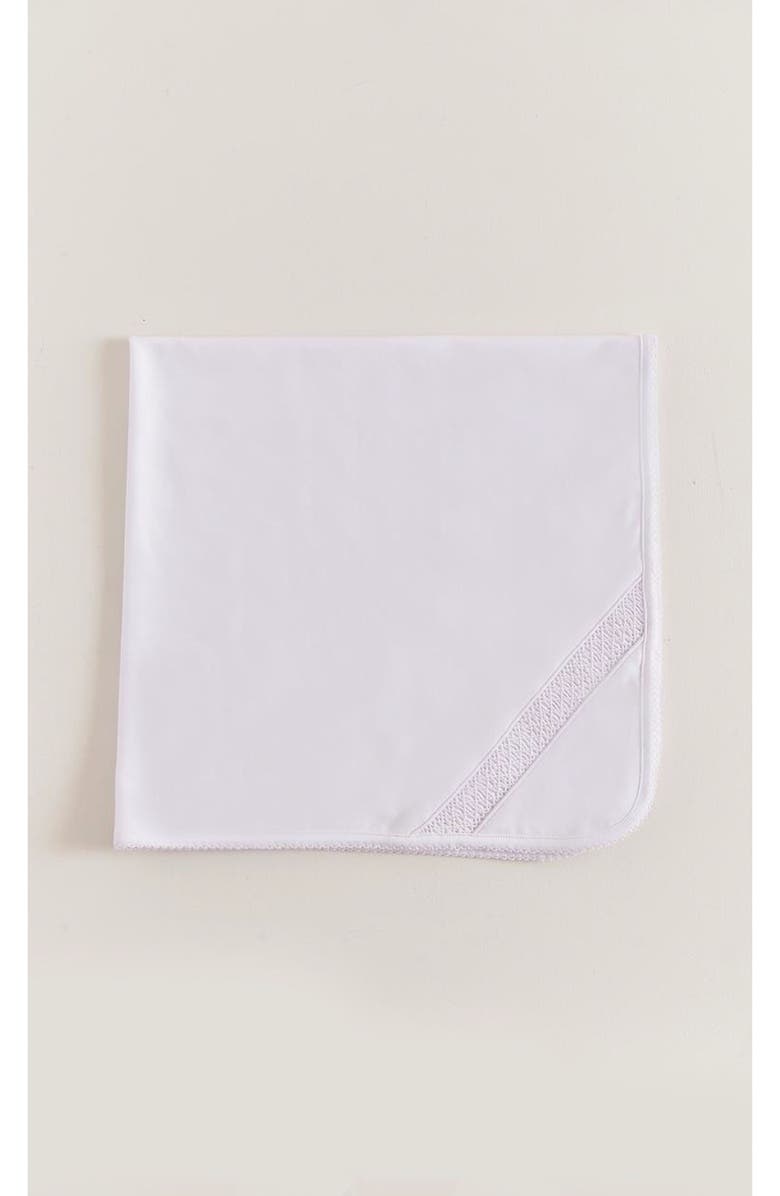 Babycottons Premium Peruvian Pima Cotton Smock Receiving Blanket for Infant, Alternate, color, White