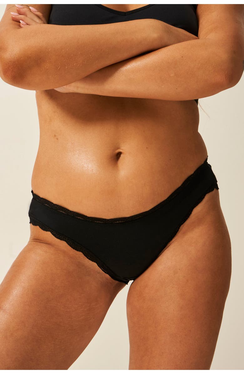 Stripe & Stare The Lace Plunge & High Rise Set, Alternate, color, Black