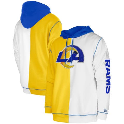 Men's New Era  Gold/White Los Angeles Rams Third Down Split Raglan Pullover Hoodie