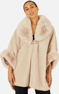 Yumi Textured Faux Fur Lined Cape