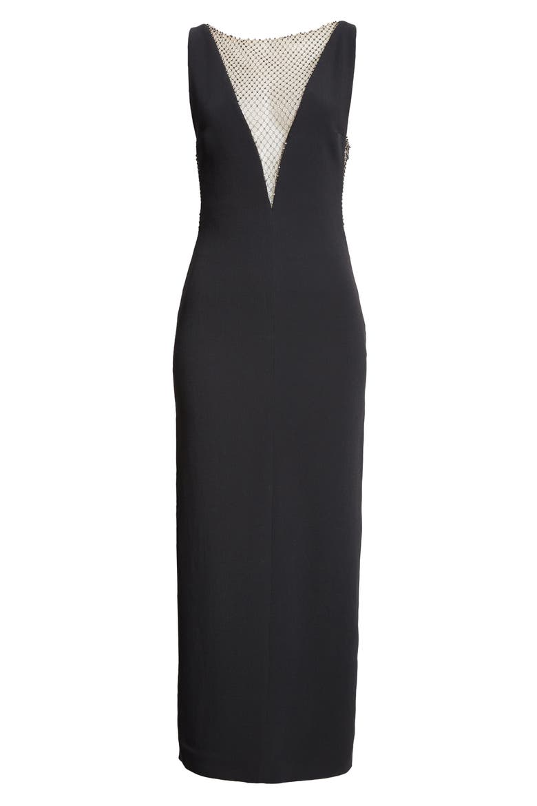 Crystal Mesh Sleeveless Gown, Alternate, color, BLACK