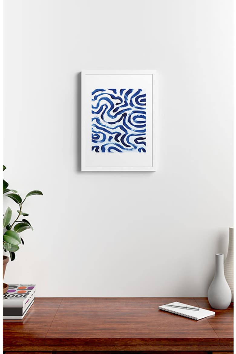 Blue Minimal Framed Art Print, Alternate, color, WHITE