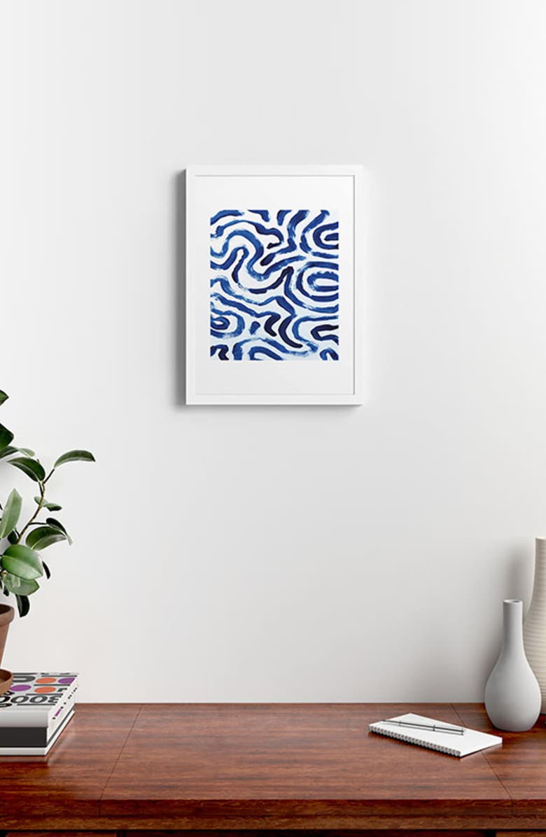 Deny Designs Blue Minimal Framed Art Print, Alternate, color, White