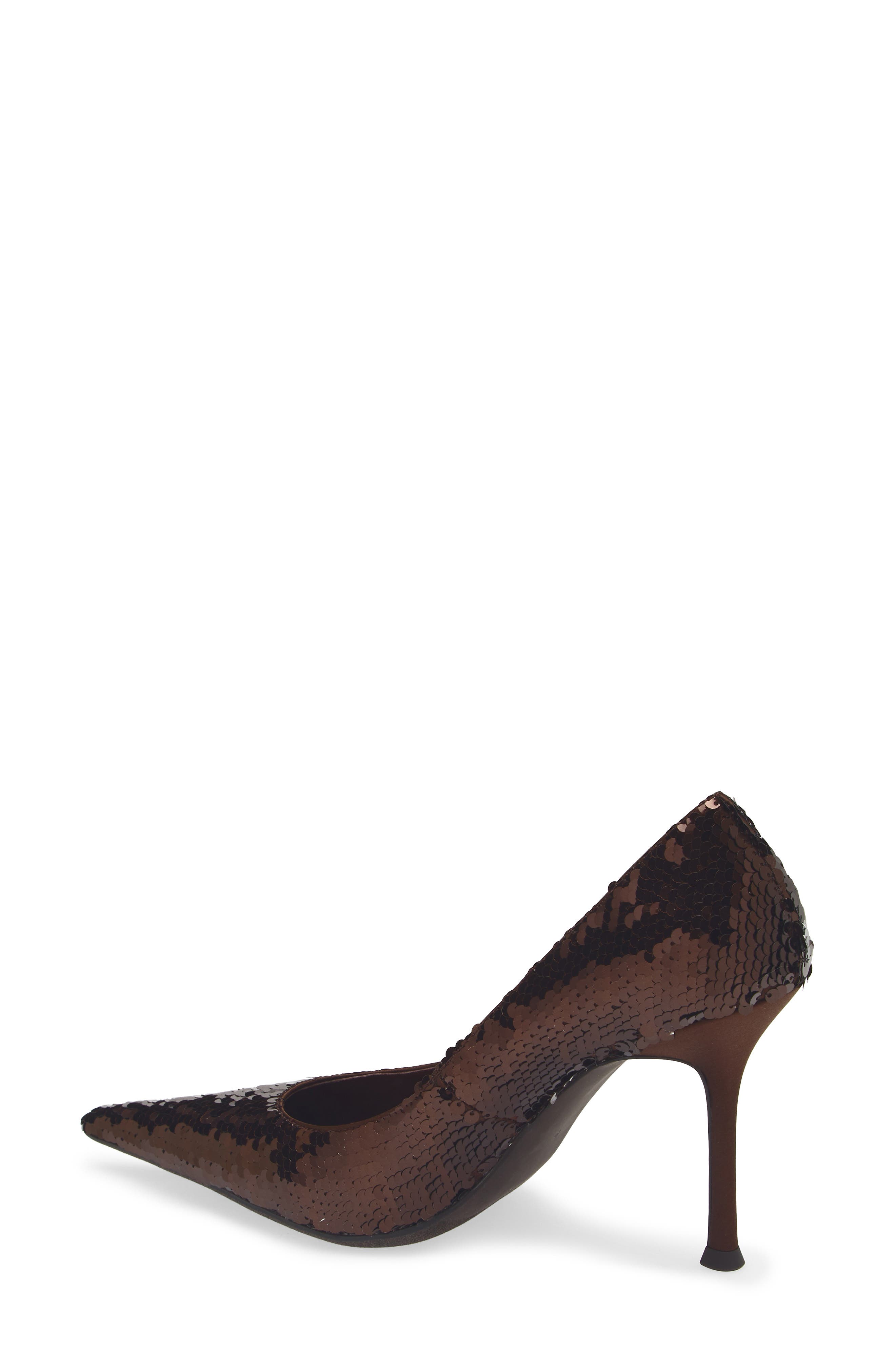Jeffrey Campbell Risk Sequin Pointed Toe Pump, Alternate, color, Brown