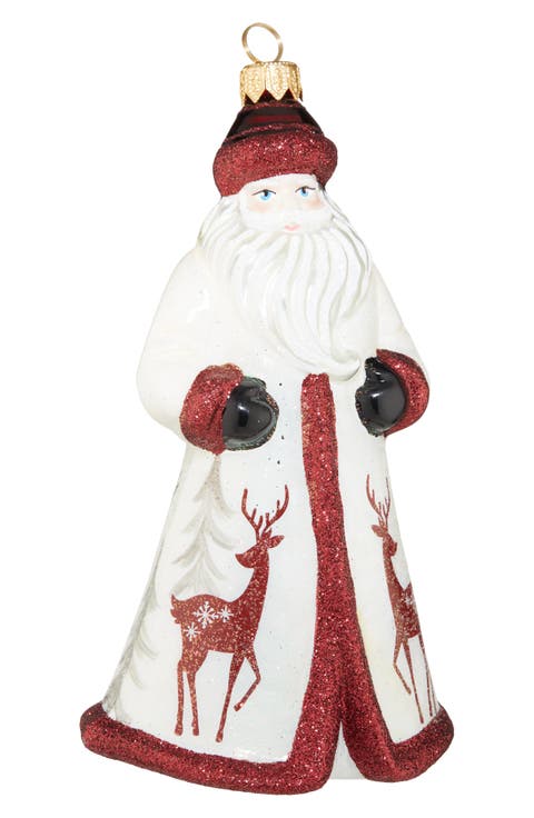 Glitterazzi Reindeer Santa Glass Ornament