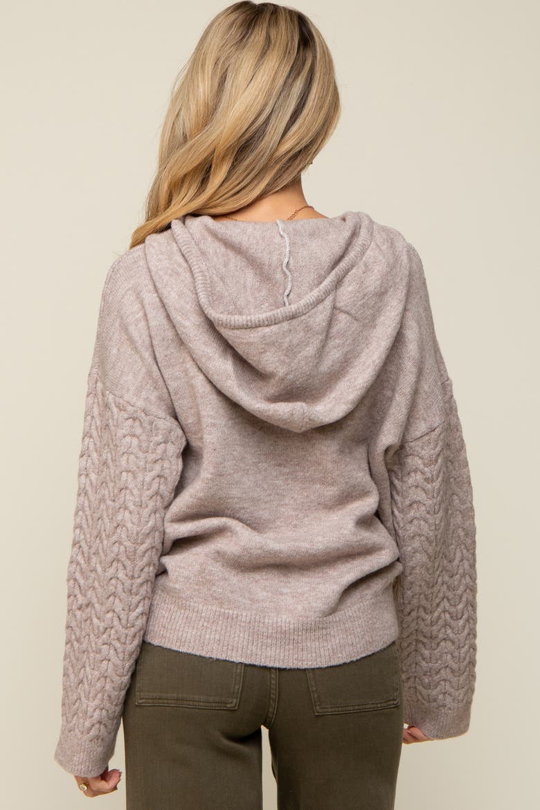 Mixed Knit Hooded Sweater, Alternate, color, Taupe