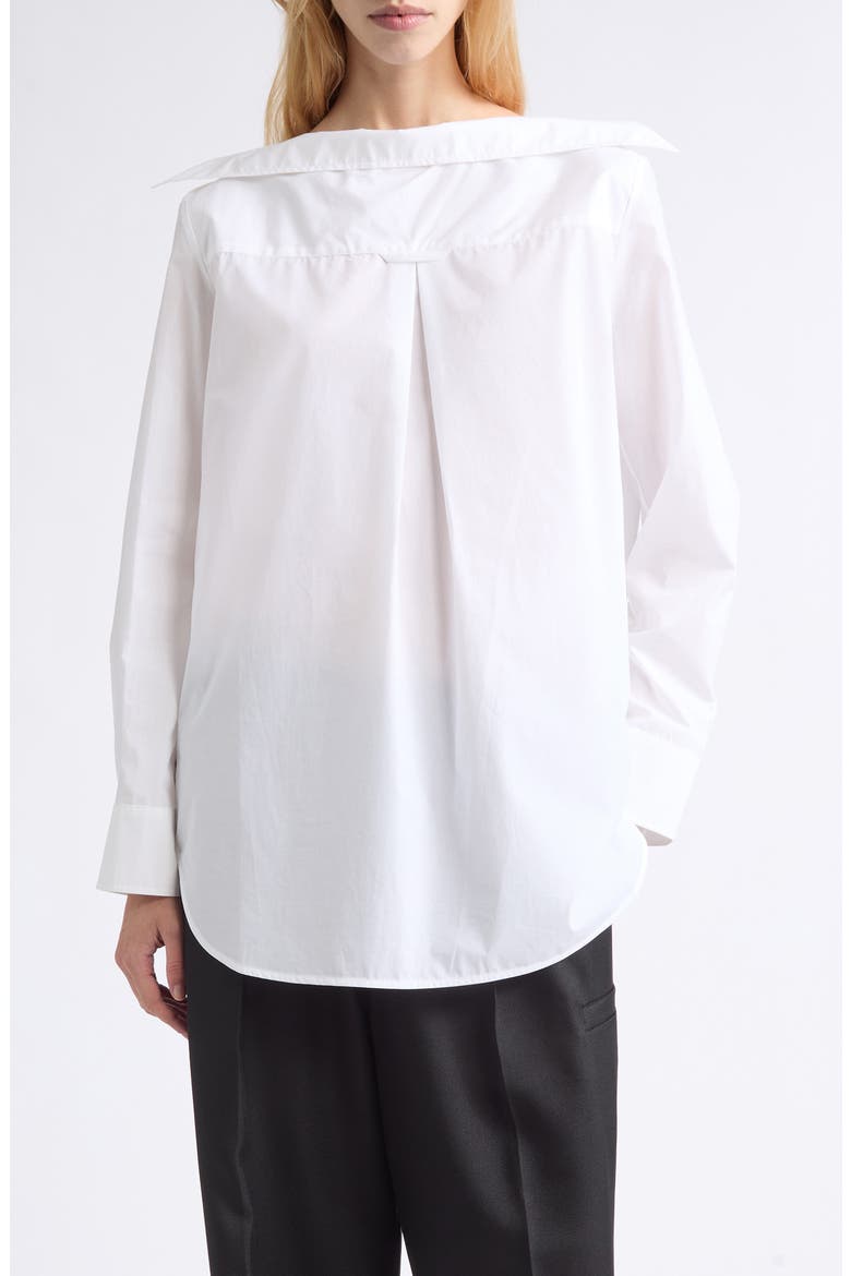 Pointy Collar Cotton Pullover Shirt, Main, color, WHITE