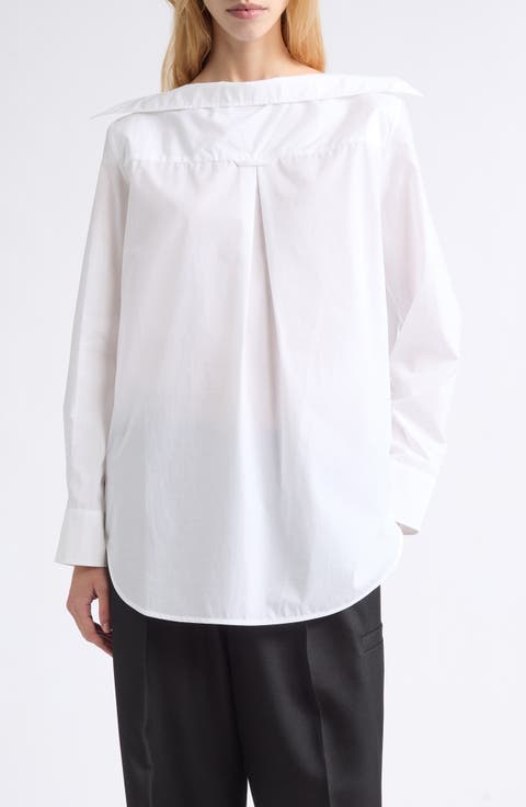 Pointy Collar Cotton Pullover Shirt