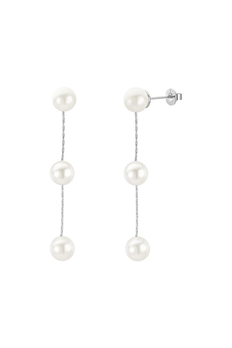 Lilly Pearl Drop Earrings, Main, color, Silver
