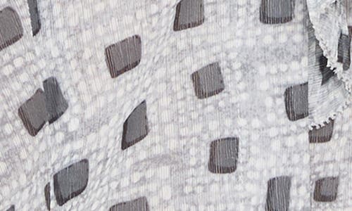 Nic + Zoe Nic+zoe Abstract Square Ruffle Chiffon Top In Gray