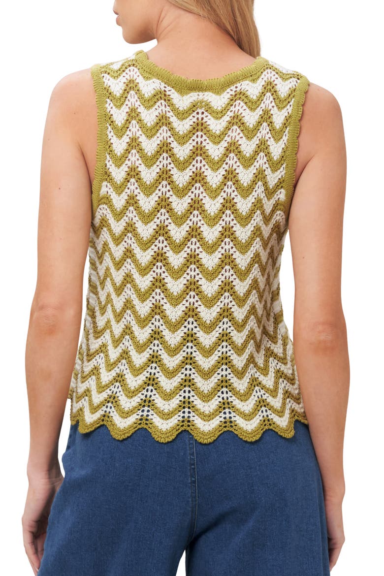 Chevron Crochet Top, Alternate, color, OLIVE/ WHITE