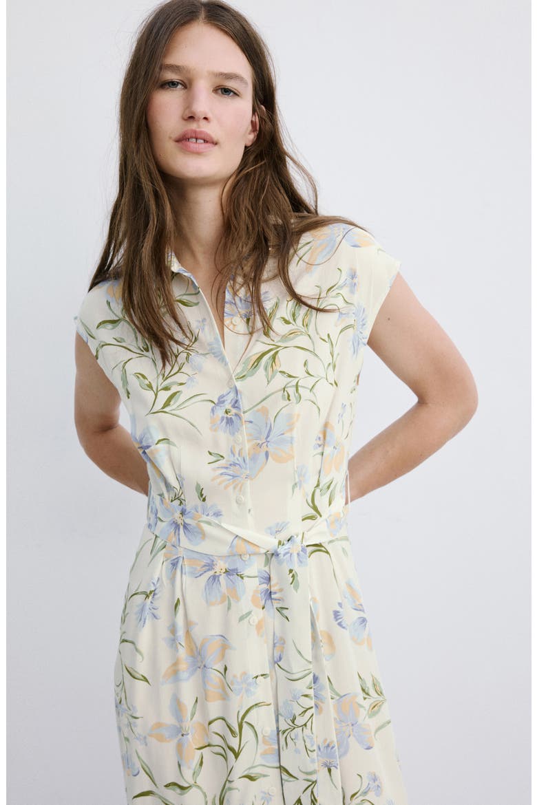 Floral Print Midi Shirtdress, Alternate, color, ECRU
